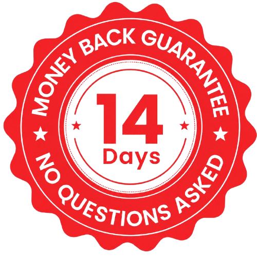 14 day money back guarantee, no questions asked